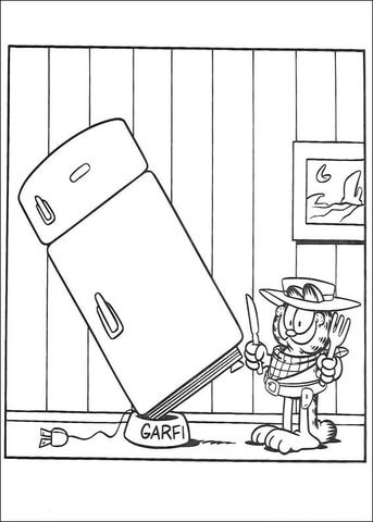 Hungry Garfield   What Is In The Fridge   Coloring Page